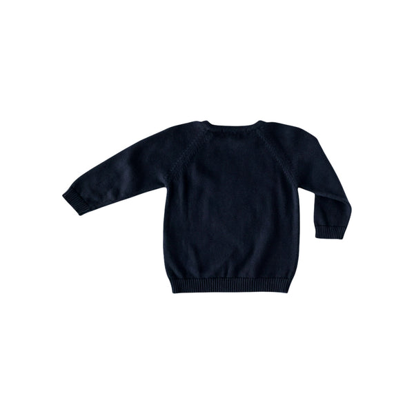 Navy Fox Intarsia Knit Sweater