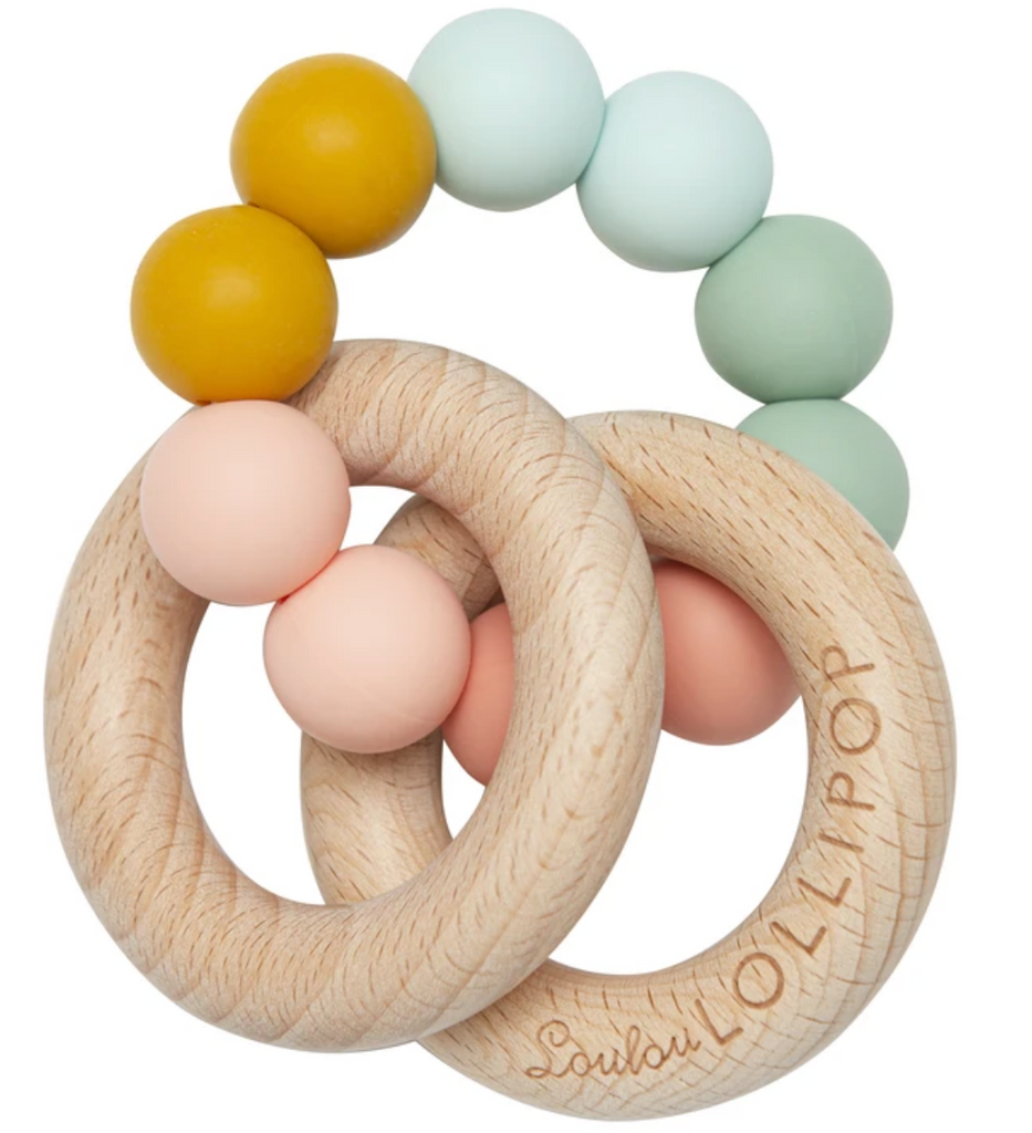 Bubble Silicone and Wood Teether- Rainbow - Pineapple Sunshine™