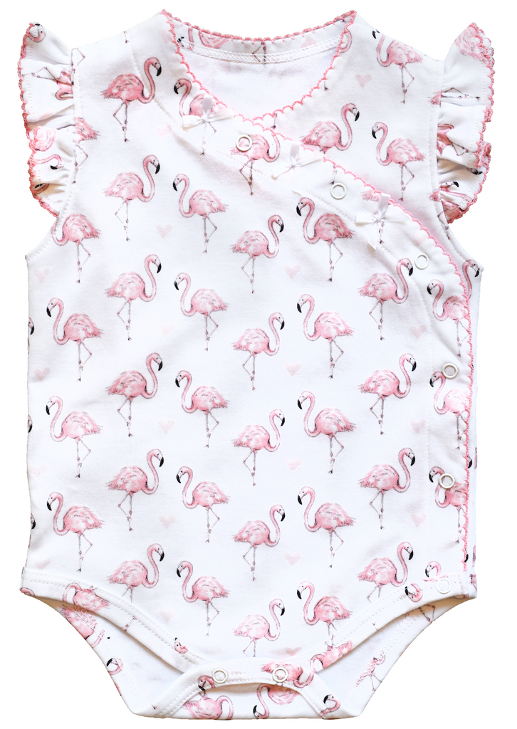 Pink Flamingo Onesie with Bows - Pineapple Sunshineâ„¢