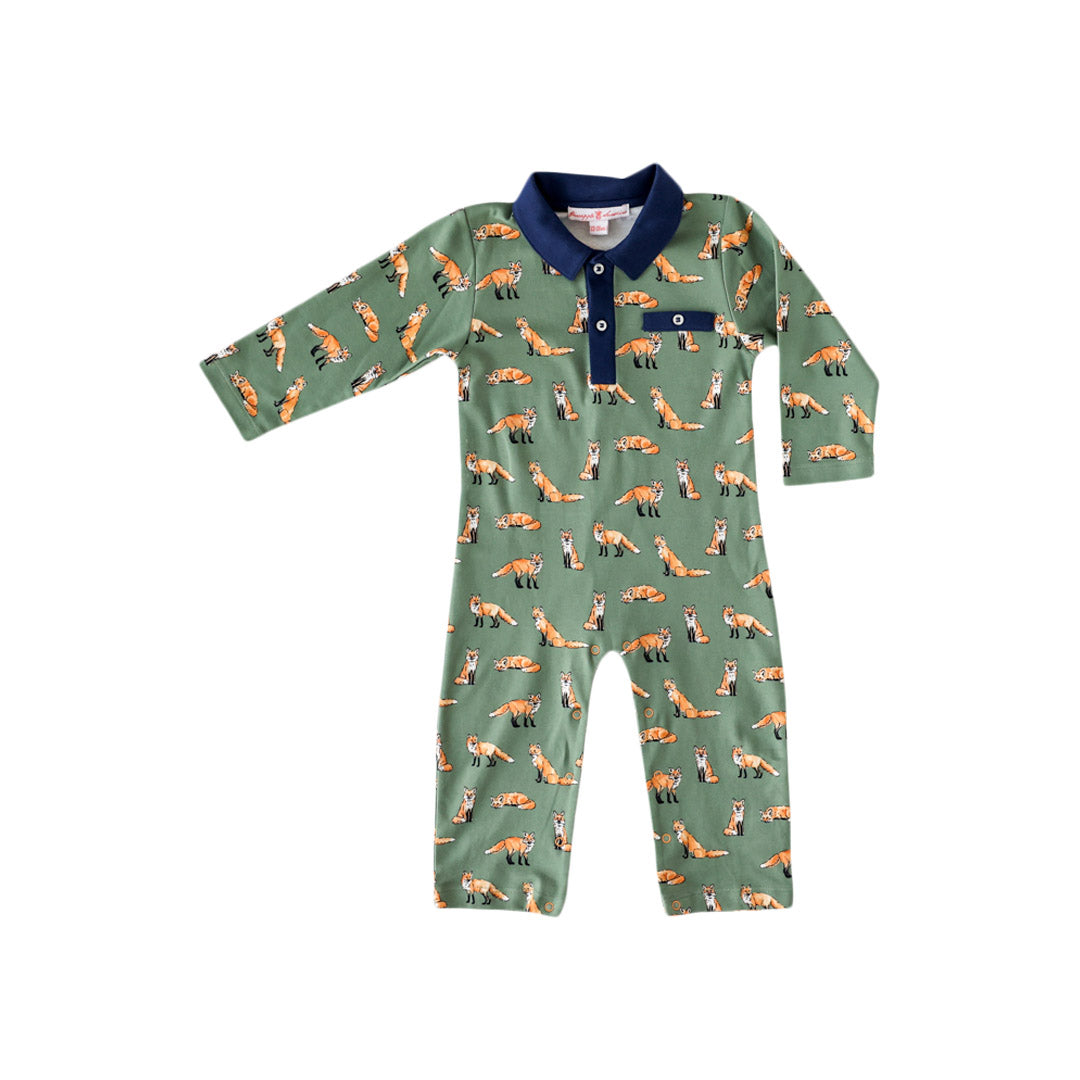 Green Fox Collared Romper | Pineapple Sunshine™