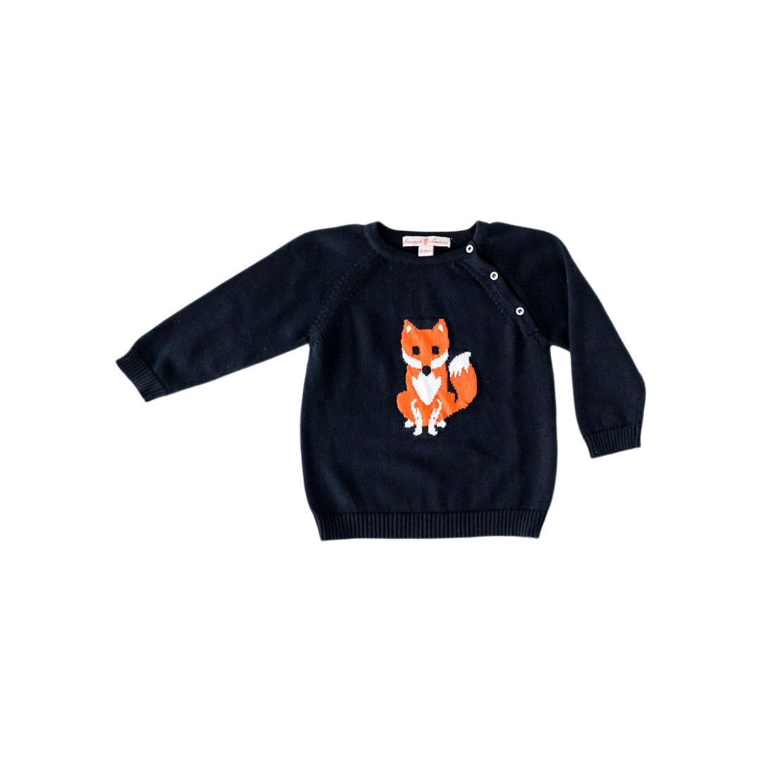 Navy Fox Intarsia Knit Sweater | Pineapple Sunshine™