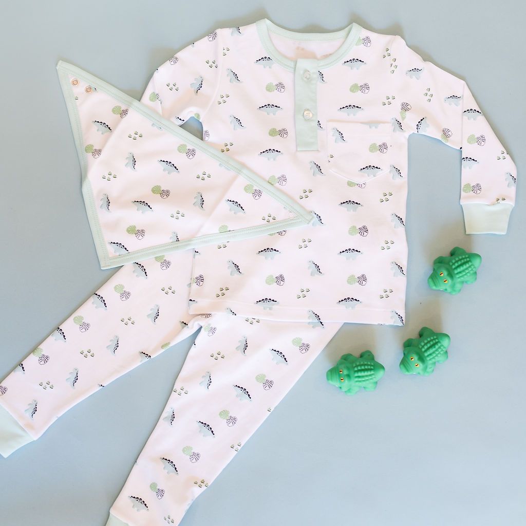 Pineapple Sunshine Dino Print Pajama Set