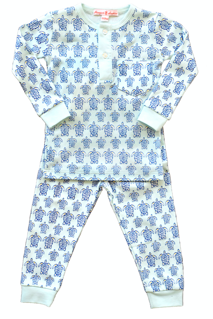 pineapple sunshine blue sea turtle pajamas