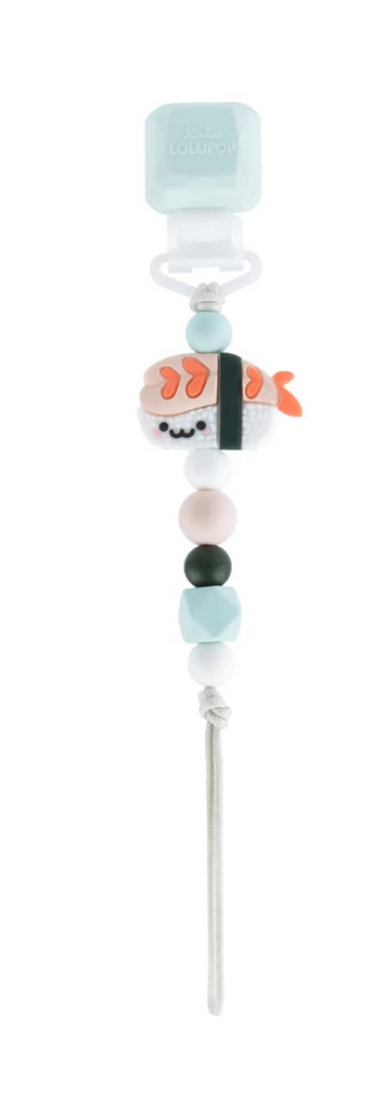 lou lou lollipop sushi ebi pacifier clip with teether