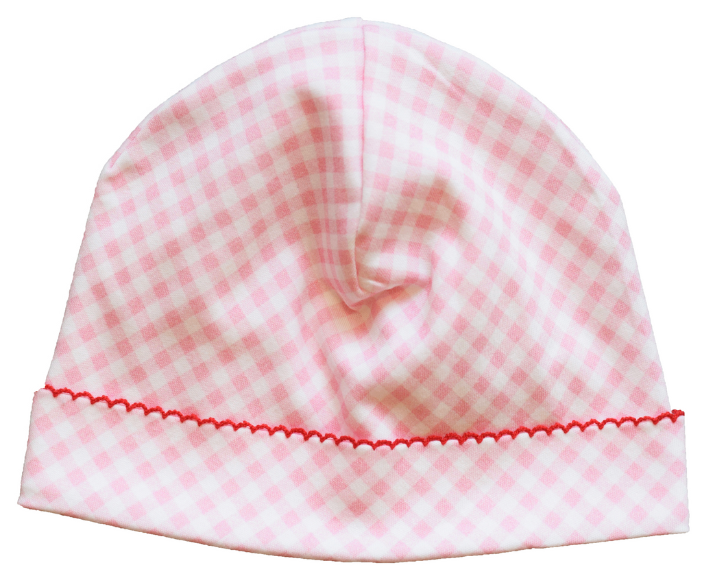 Pink Gingham Hat with Trim