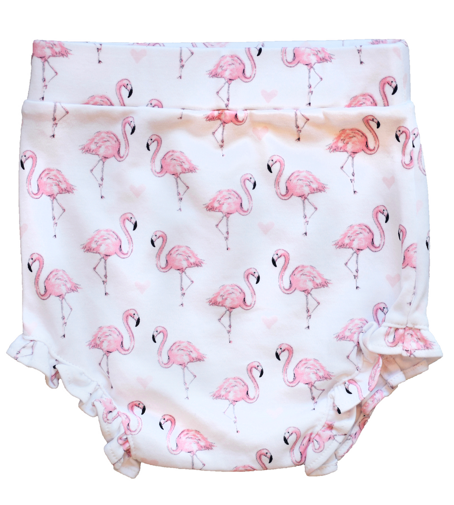 Pineapple Sunshine Pink Flamingo patterned bloomers with frill