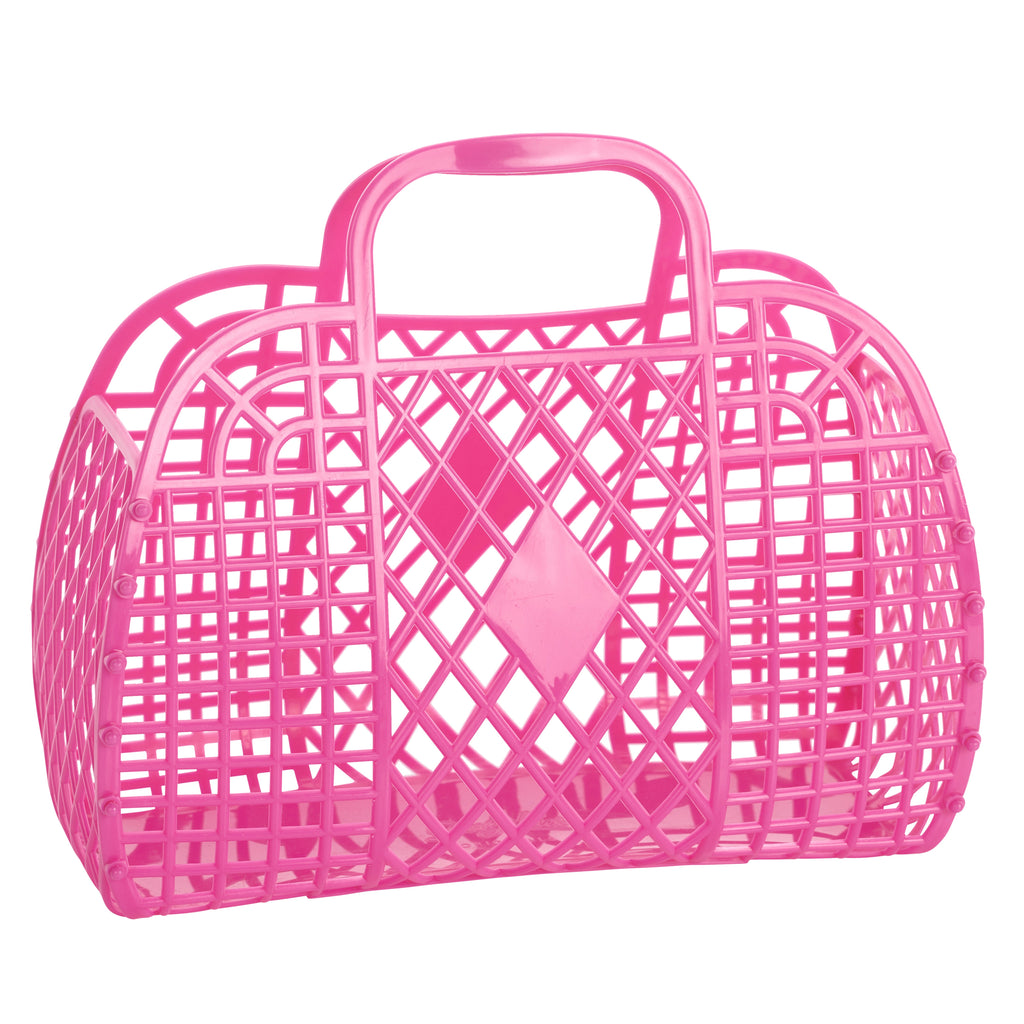 Sun Jellies Retro Basket in Berry Pink- Large - Little Birdies 