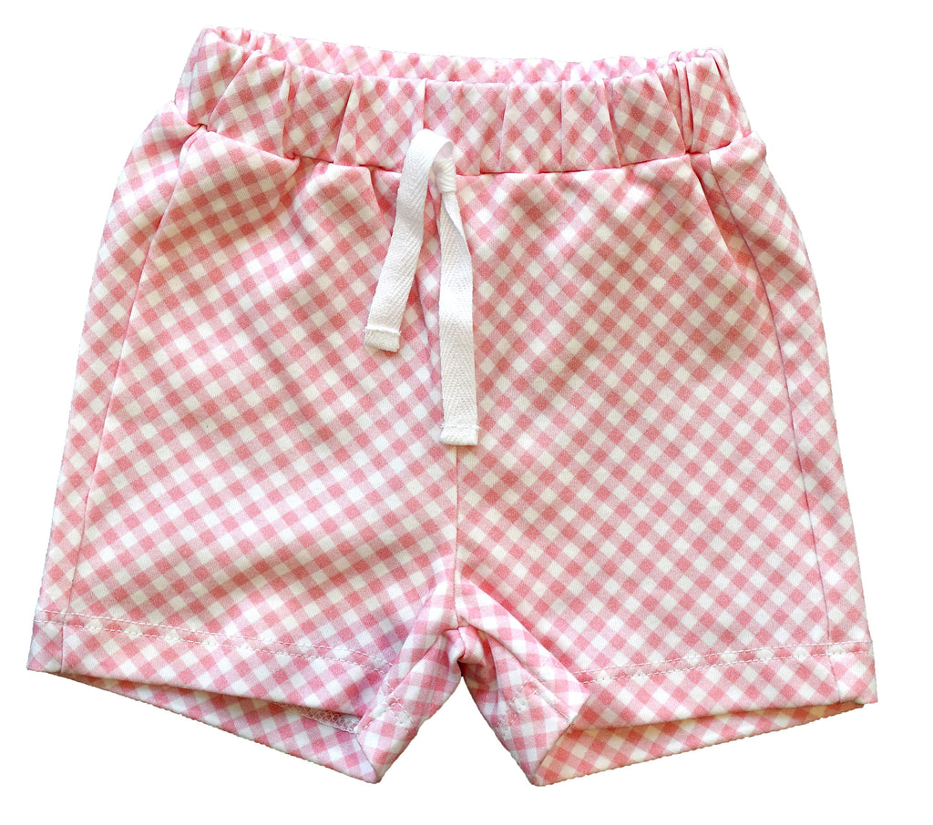 pineapple sunshine pink gingham shorts